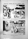 Old Print Christmas Morning One After Rooster Last Morning Pigs Head 1903 20th