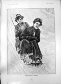 Old Print Winter Sport Norway Sledging Mice Men New Version Convict 1903 20th