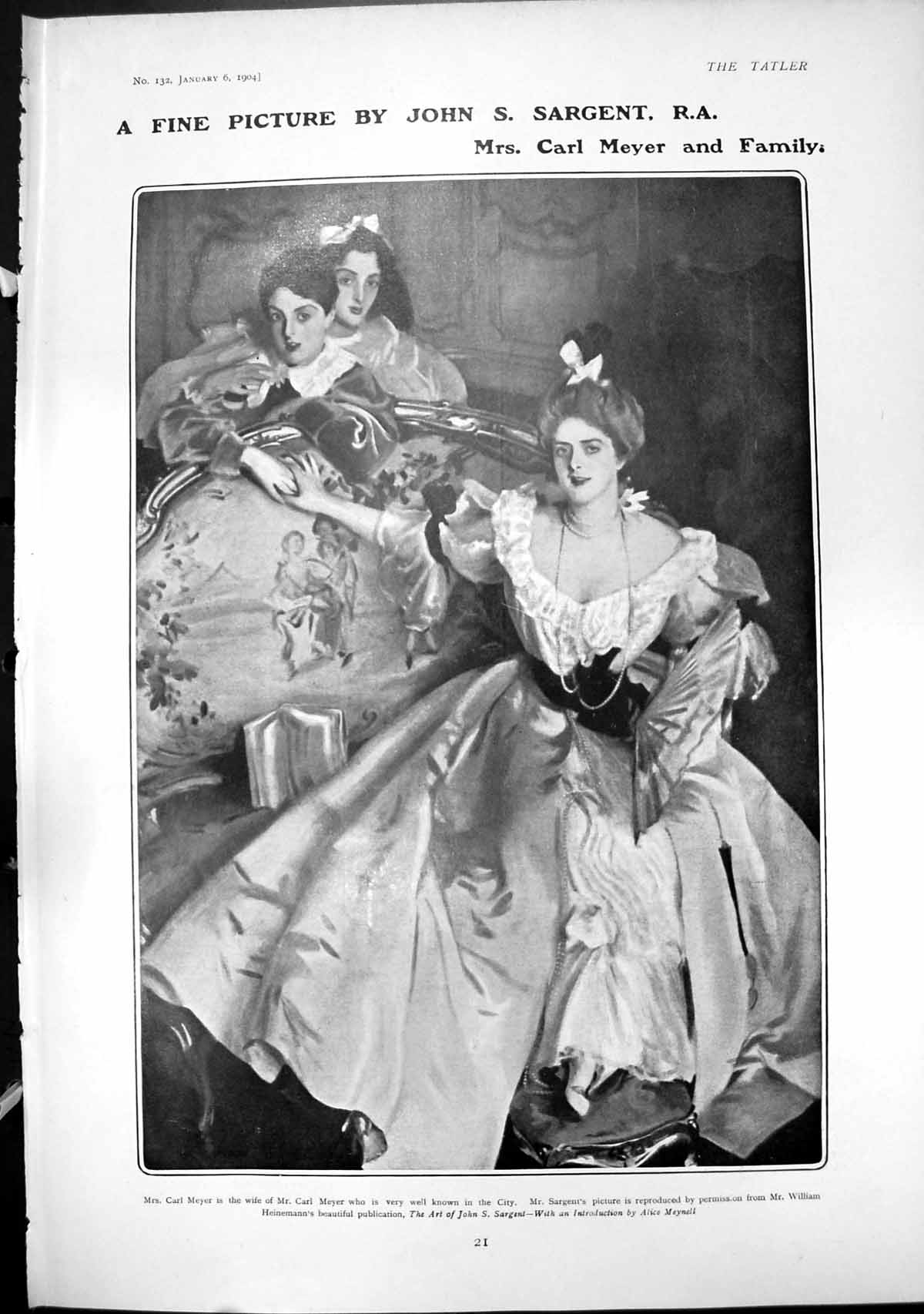 Old Print Mrs Carl Meyer Family Lady Willoughby Broke Hanbury Lennox 1904 20th