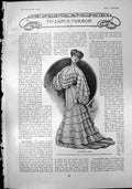 Antique Old Print Ladys Mirror Afternoon Gown Seasonable Coat Moleskin 1904