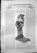 Old Antique Print Ladys Mirror Latest Evening Gown Useful Fur Coatee 1904 20th