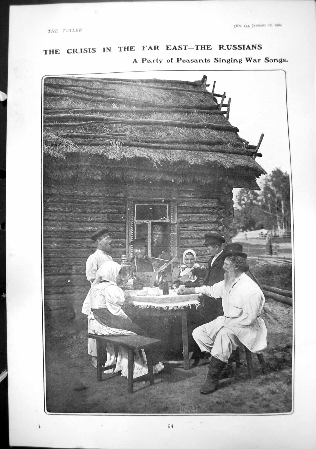 Old Russian Peasants Singing War Songs Sketch Japanese Artist Riots
