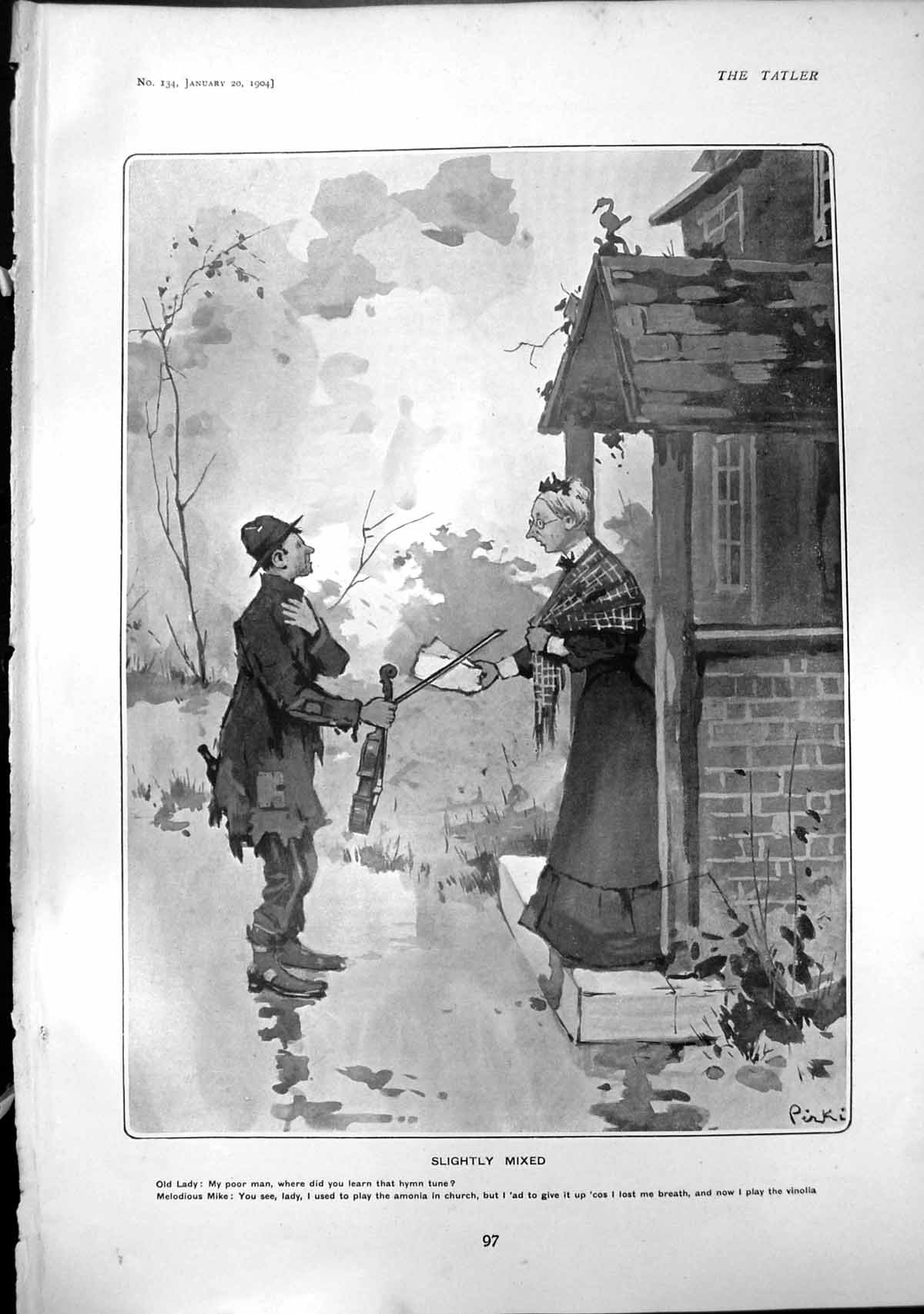 Antique Old Print Slightly Mixed Lady Melodious Mike Hymn Tune Vinolia 1904