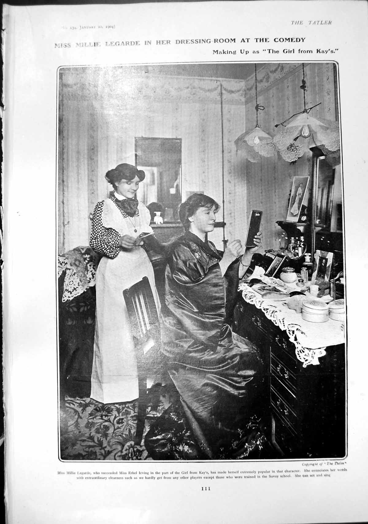 Old Print Millie Legarde Girl From Kays Drury Lane Herbert Campbell 1904 20th