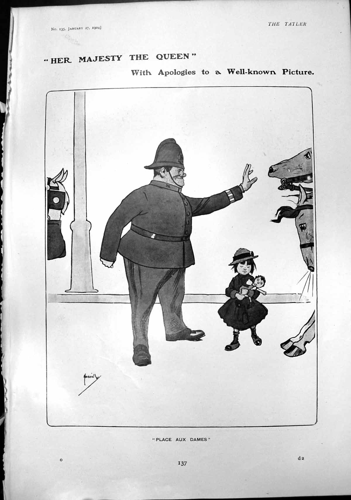 Old Her Majesty Queen Place Aux Dames Policeman Girl Joys Chase 1904 20th