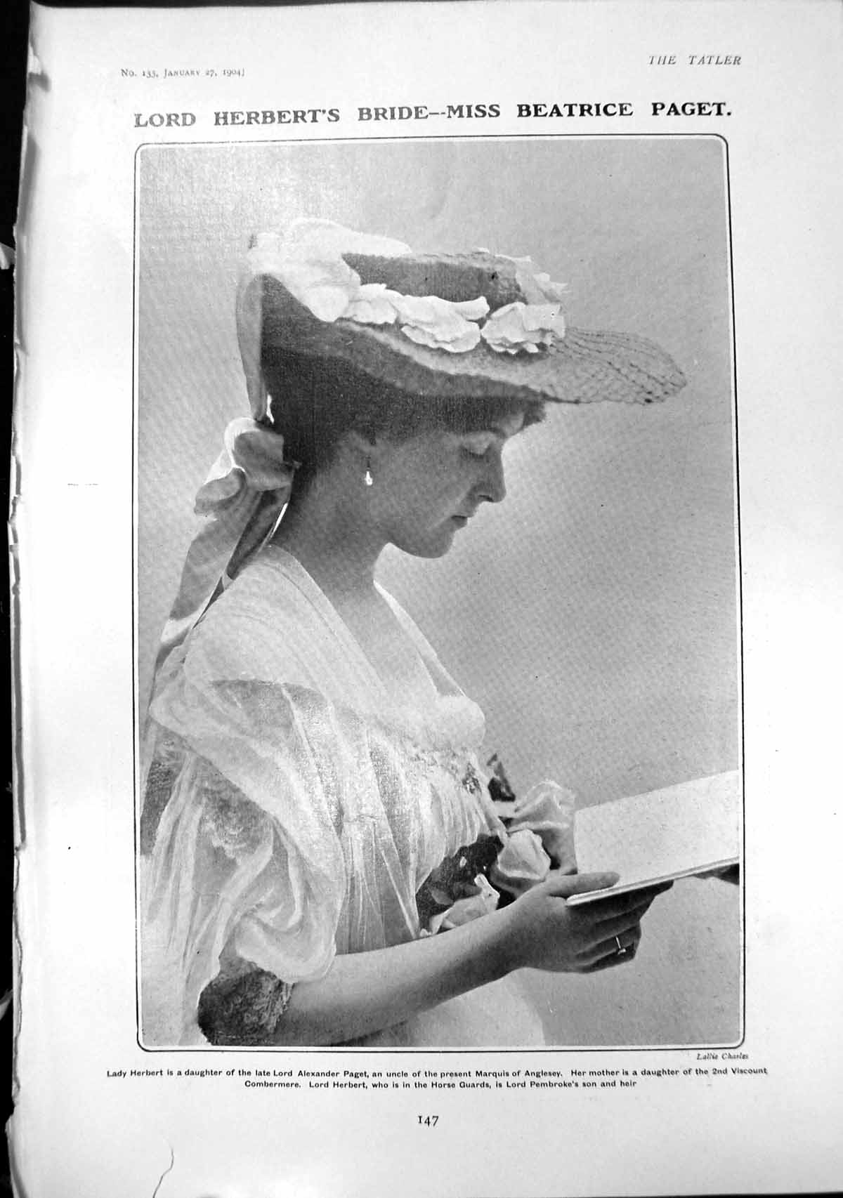 Old Print Lord Herberts Bride Beatrice Paget Buddha Statue Kamakura 1904 20th