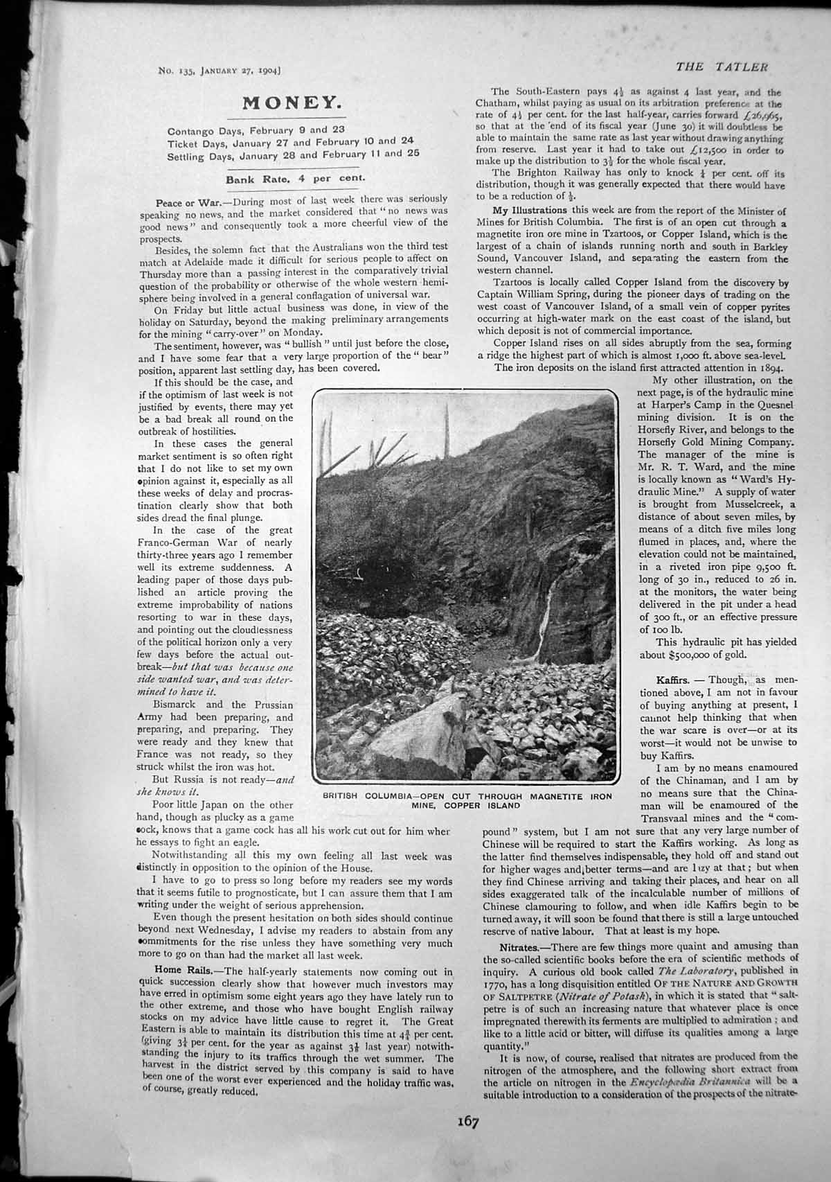 Old Antique Print British Columbia Magnetite Iron Mine GMine Quesnel 1904 20th