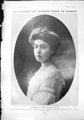 Old Antique Print Bridesmaid Margaret Connaught Groom Alexander Teck 1904 20th
