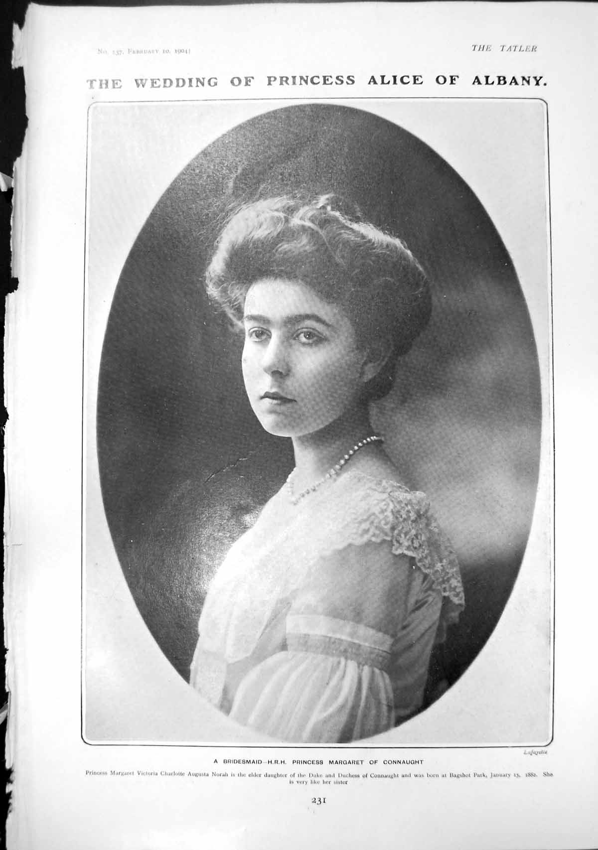 Old Antique Print Bridesmaid Margaret Connaught Groom Alexander Teck 1904 20th