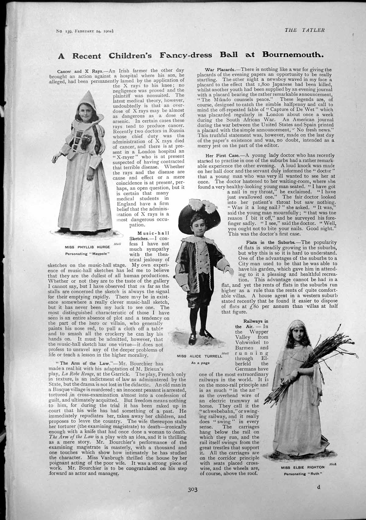 Antique Print Childrens Fancy Dress Elsie Rigton Alhambra Mr Colquhoun 1904