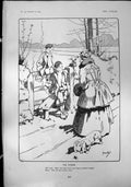 Antique Old Print Floods Lady Boys Why Not At School Cos We Cant Swim 1904 20th