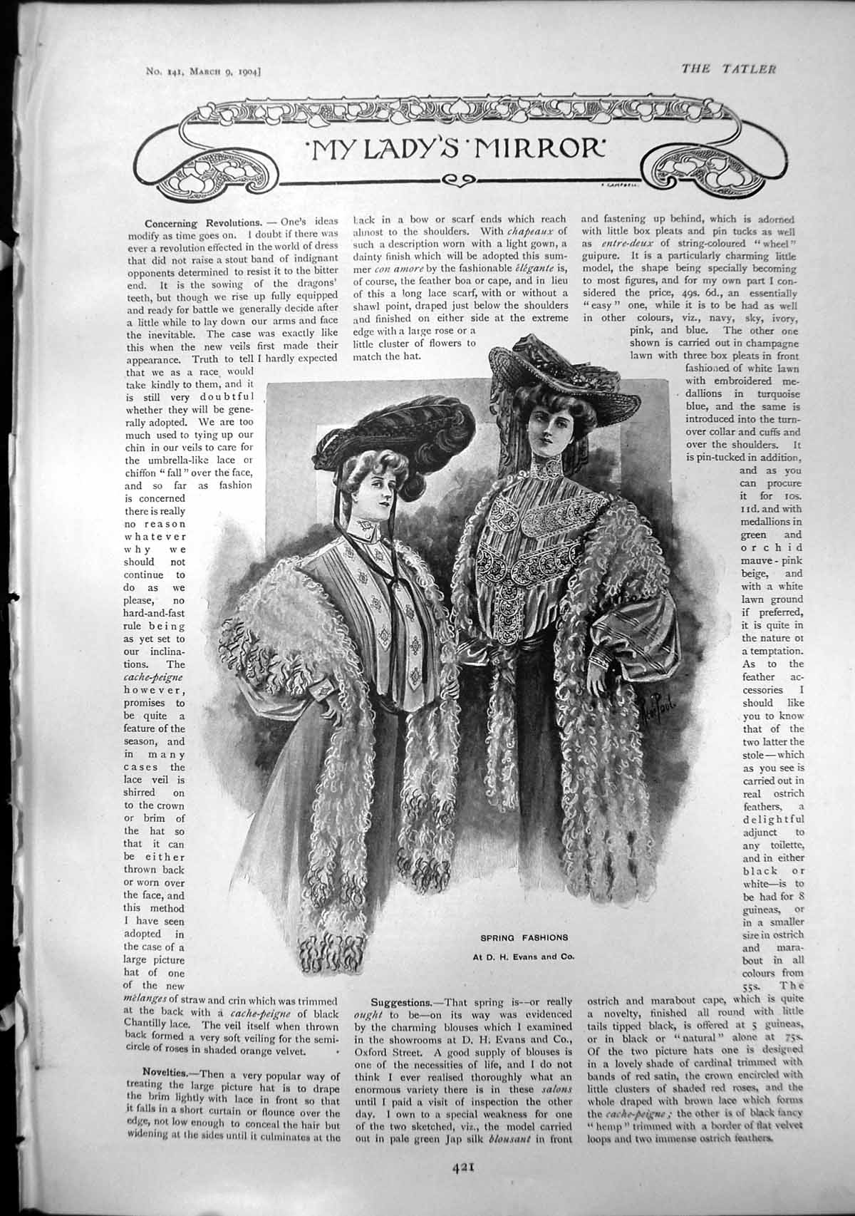 Old Spring Fashions D Evans Co Travelling Case Picture Hat Scotts 190 20th