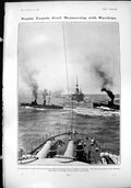 Antique Old Print Torpedo Craft Maoeuvring Warships Countess Yarmouth 1904 20th