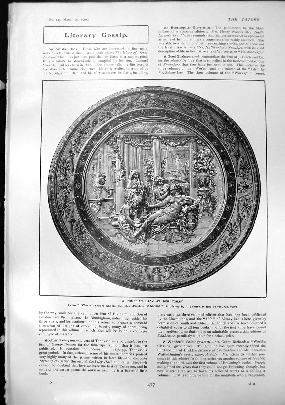 Old Print Plate Pompeian Lady Toilet Oxford Cake Walk Jake Freidman 1904 20th