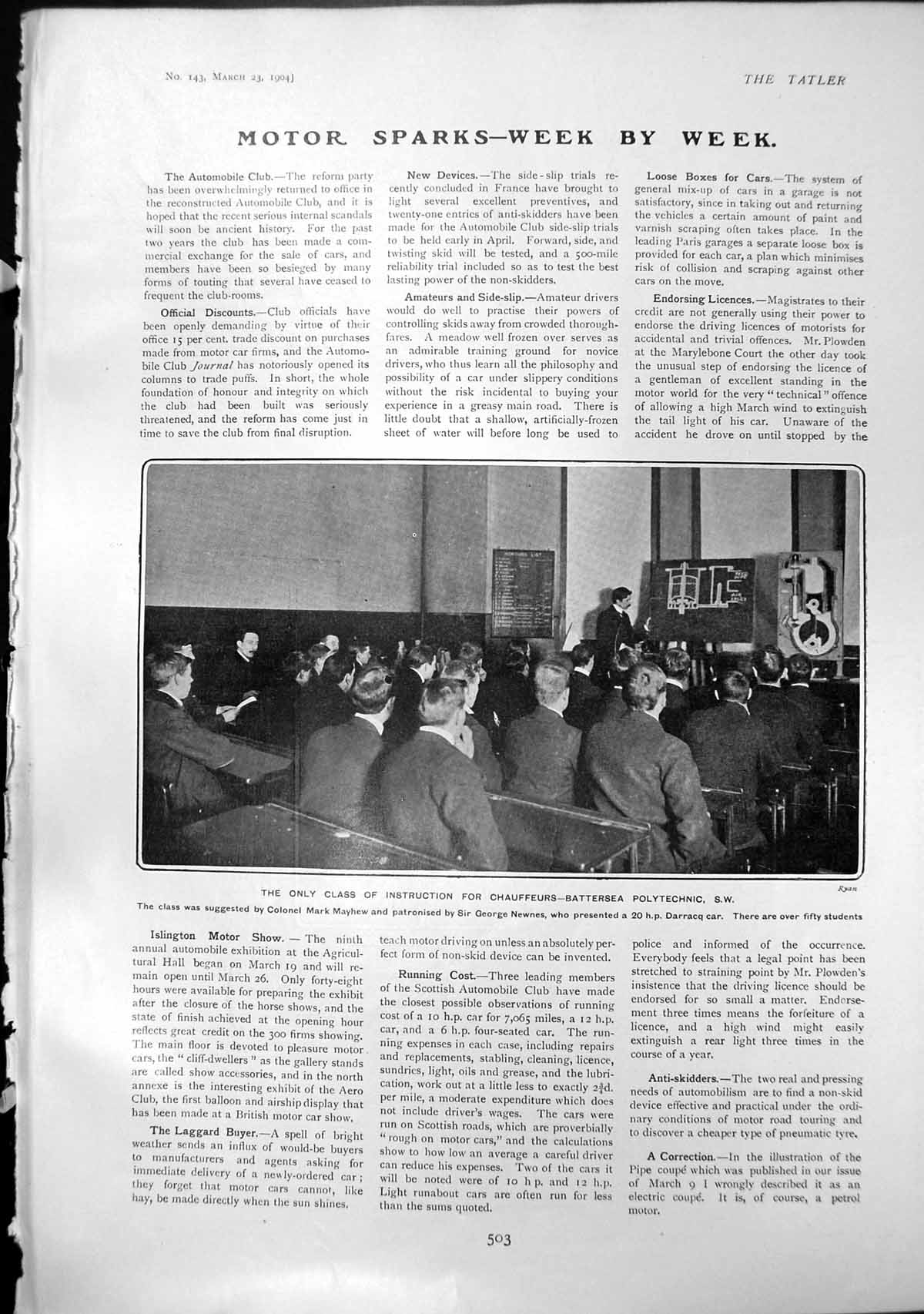Old Class Chauffeurs Battersea Polytechnic Leslie Balfour Melville 19 20th