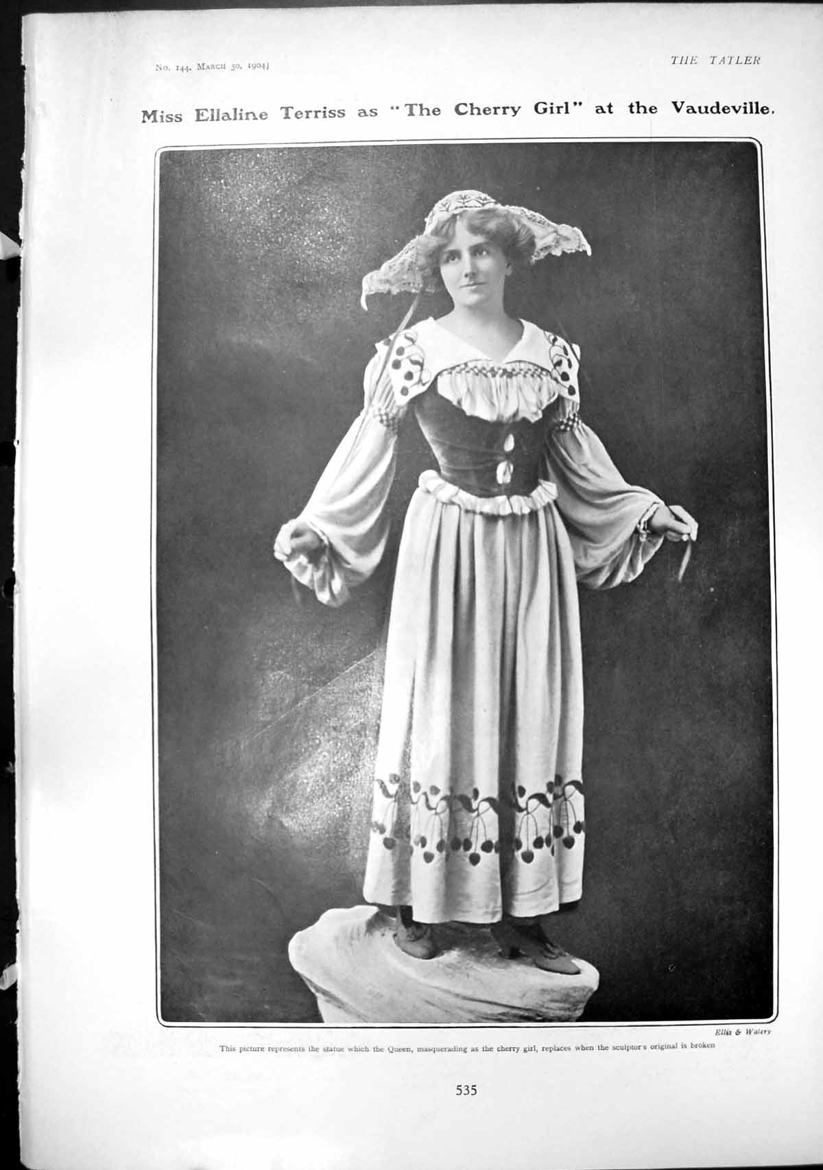 Antique Print Ellaline Terriss Cherry Girl Madame Colonne Paris Salon 1904 20th