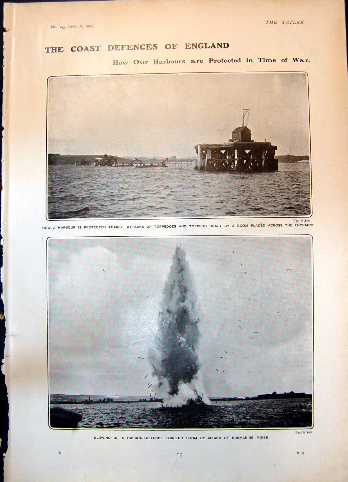 Old Coast Defences England Boom Harbour Daisy Leiter Lord Curzon 1904 20th