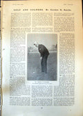 Antique Old Print Horace Hutchinson Golfer Writer A Knight H Strudwick 1904