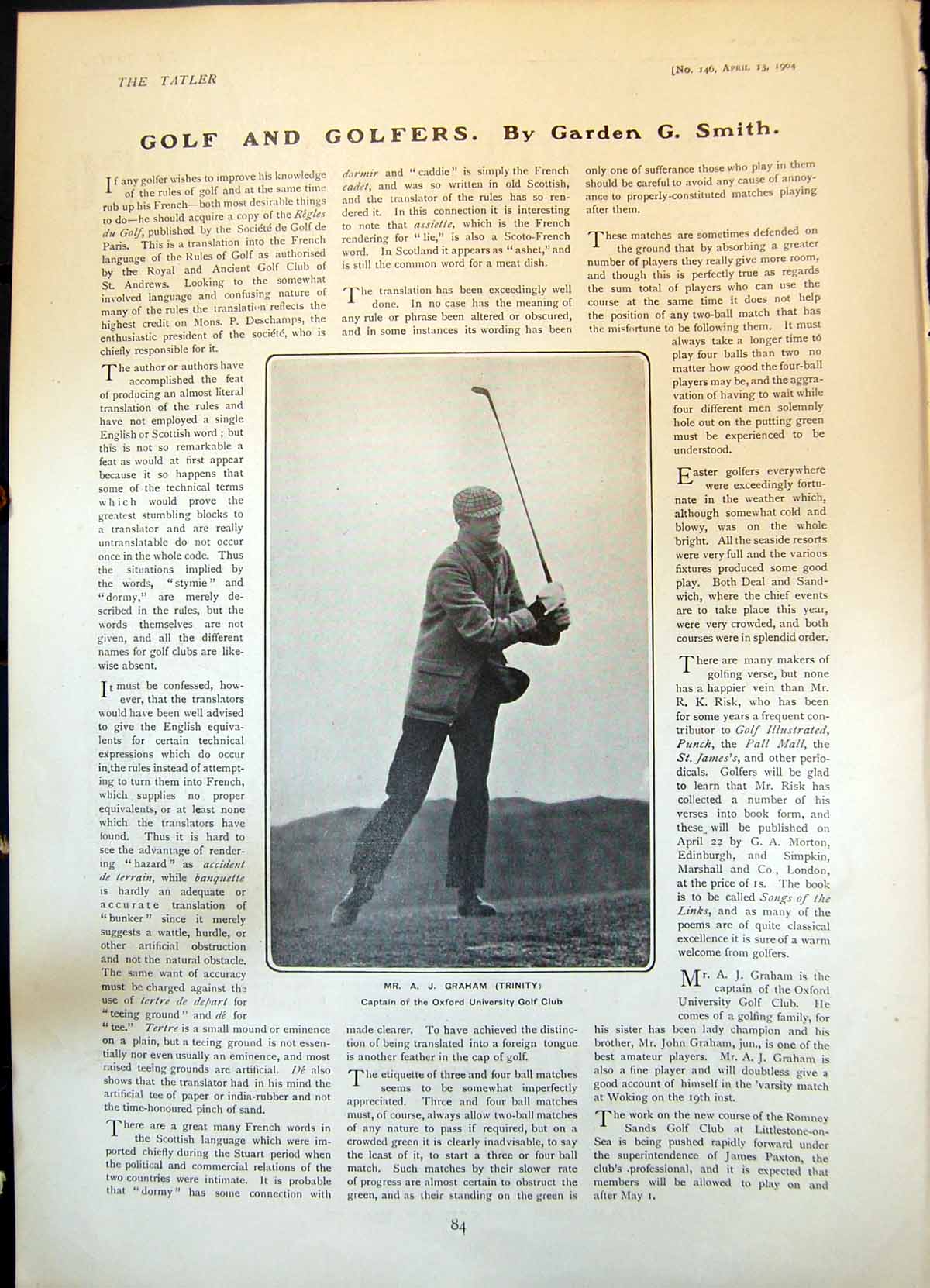 Old A Graham Trinity Capt Oxford University Golf Czarina Opel Car 190 Victorian