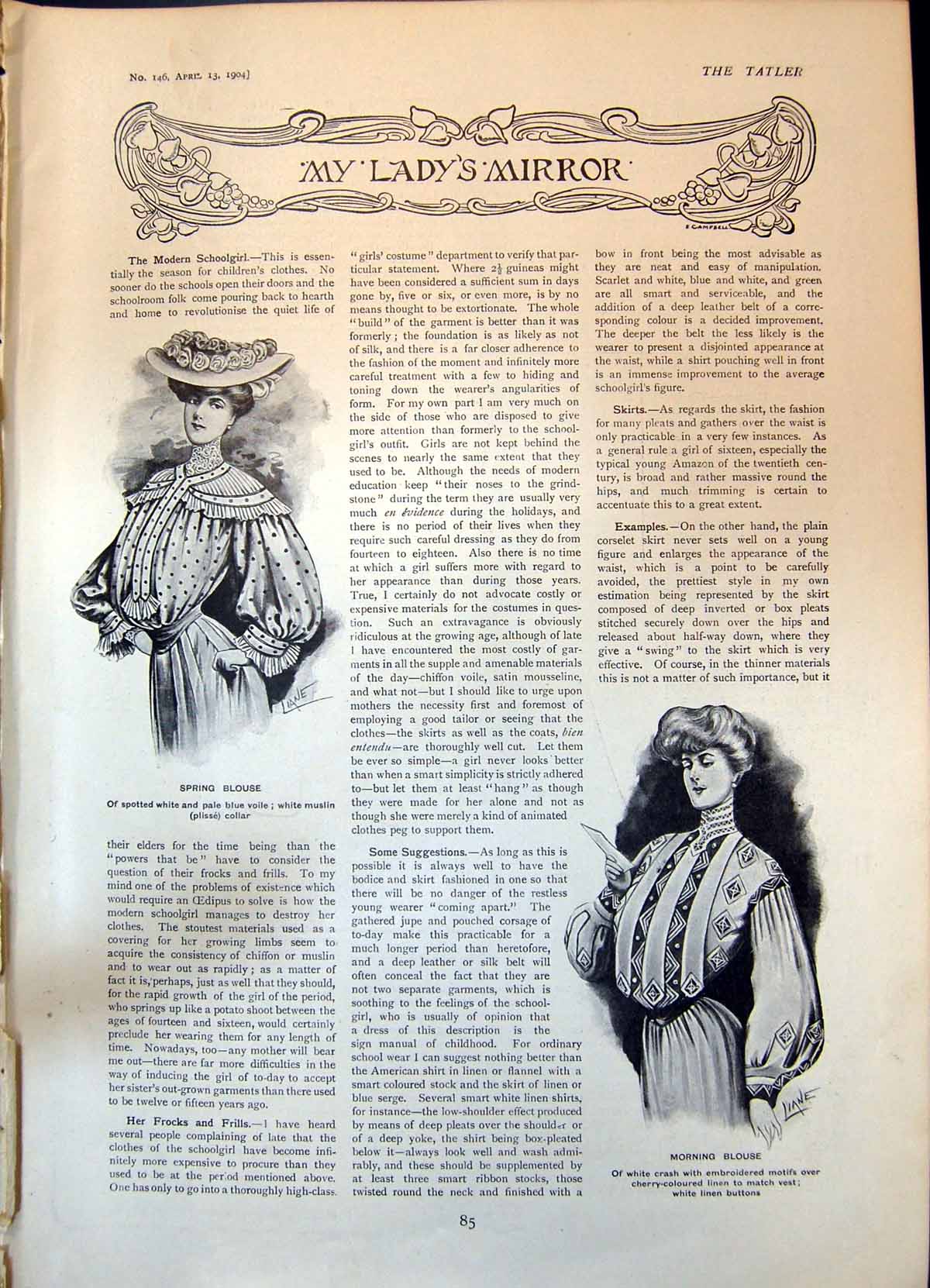 Old Spring Blouse Morning Blouse Novel Designs Taffetas Buttons 1904 20th
