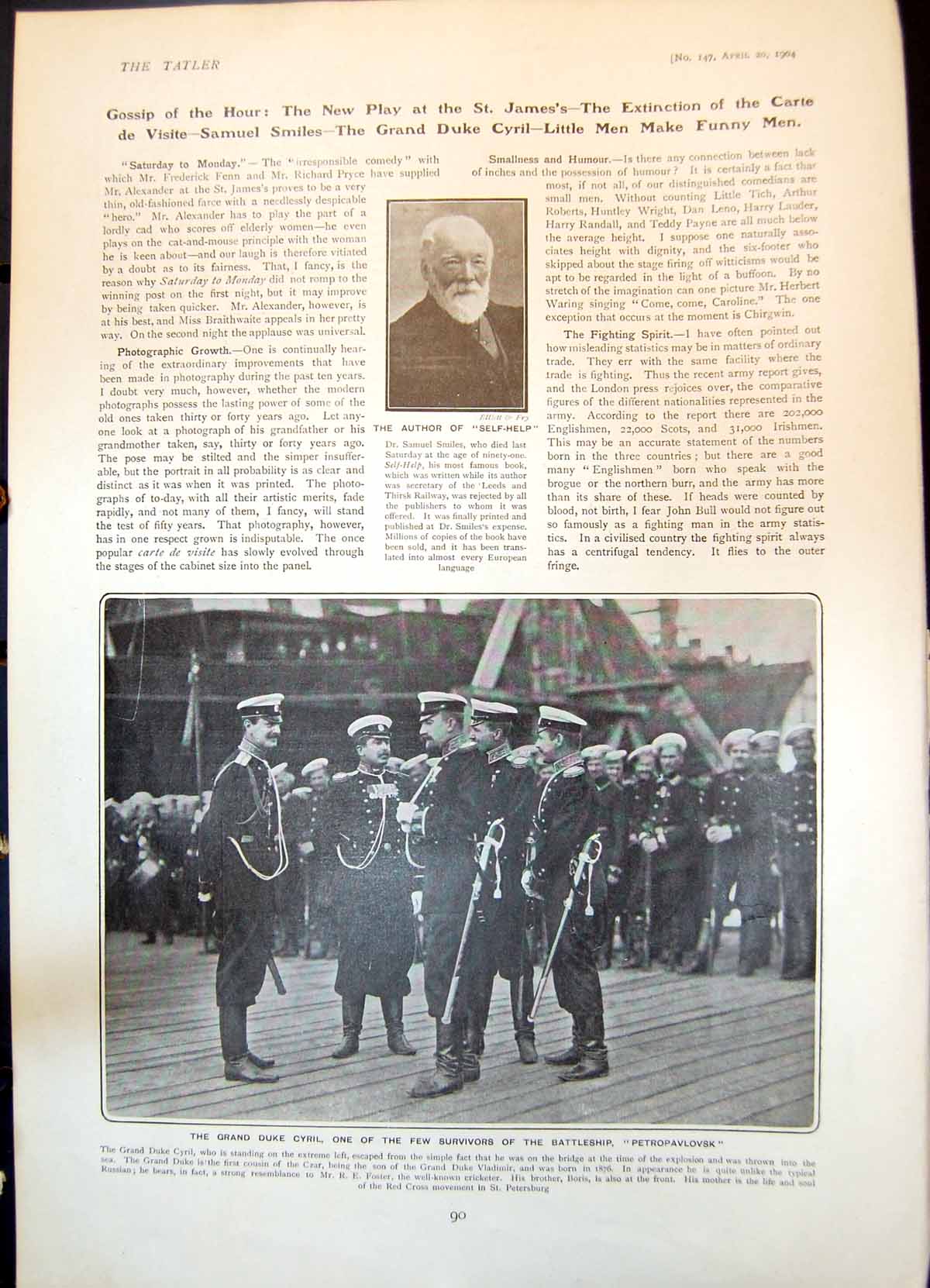 Old Dr Samuel Smiles Duke Cyril Survivor Petropavlovsk V Verestchagin