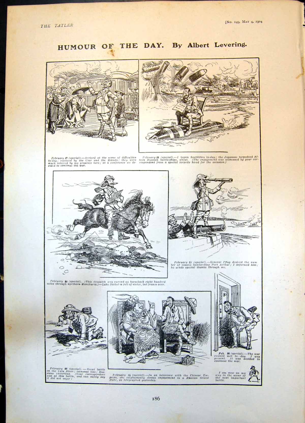 Antique Print Humour Albert Levering Czar Mikado Miss Leigh Mr Wright 1904 20th