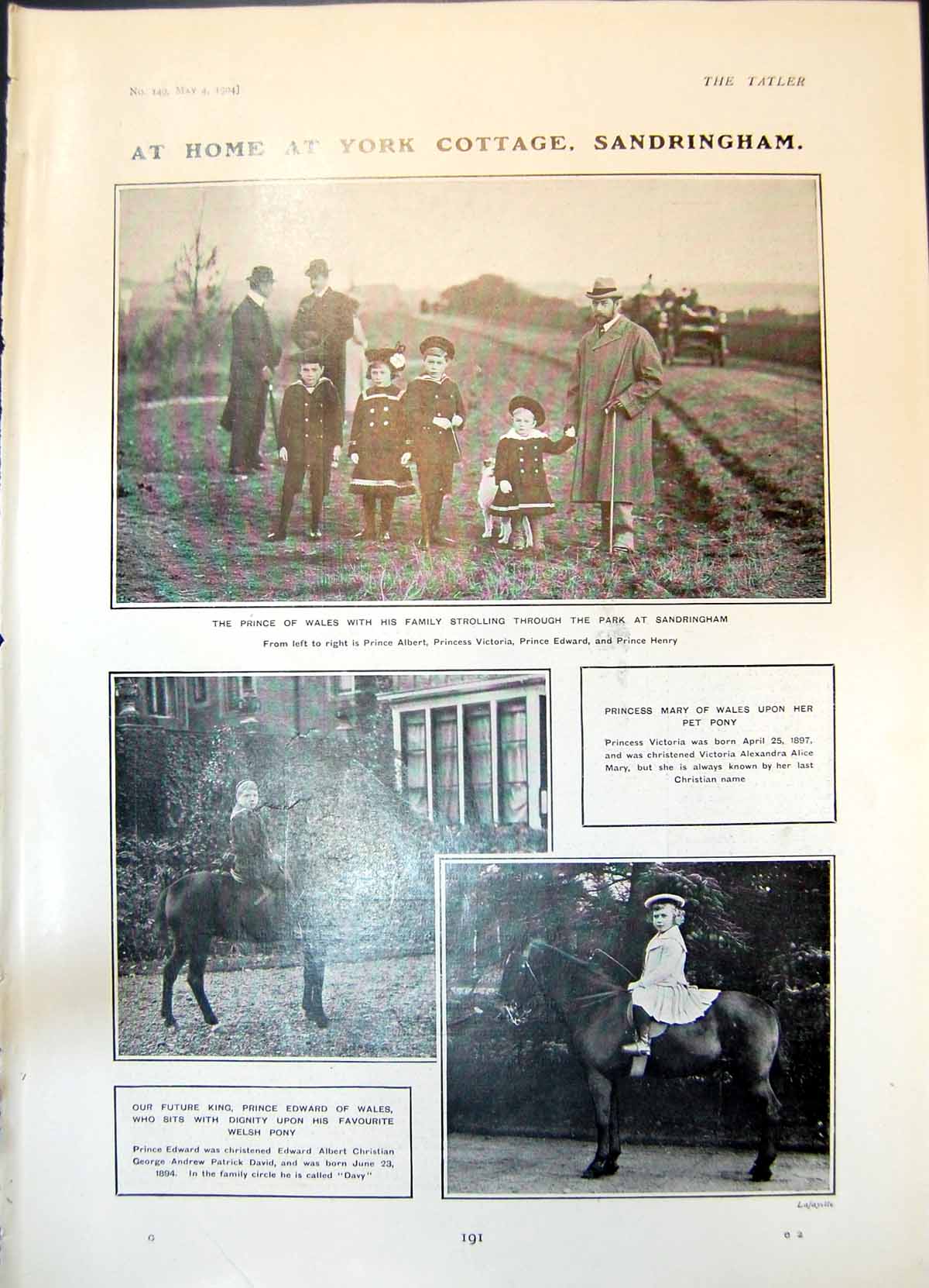 Antique Print Prince Wales Family Sandringham Mary Prince LeopBelgium 1904 20th