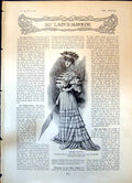 Antique Old Print Summer Toilette White Muslin Silk Visiting Gown Voile 1904