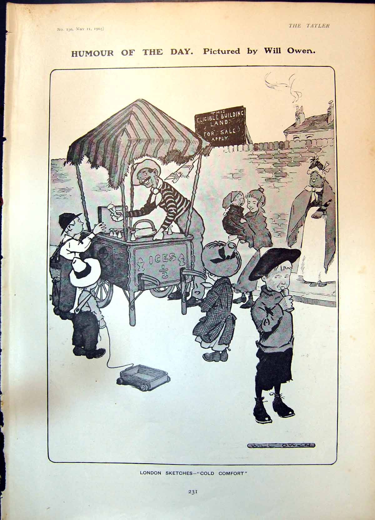 Antique Print Humour Will Owen CComfort Icecream Eton College Etonians1904 20th