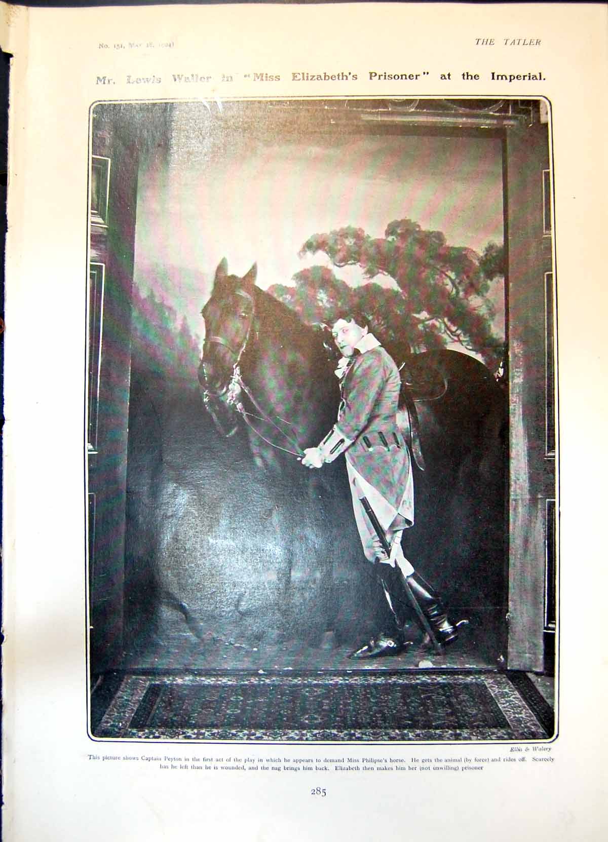 Antique Print Lewis Waller Miss Elizabeths Prisoner Saturday To Monday 1904