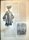 Antique Old Print Newest Coat Pearls Corsage Ornaments Walking Costume 1904