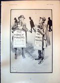 Old Print Humour Money Makers David Wilson Day Life Boa Constructir 1904 20th
