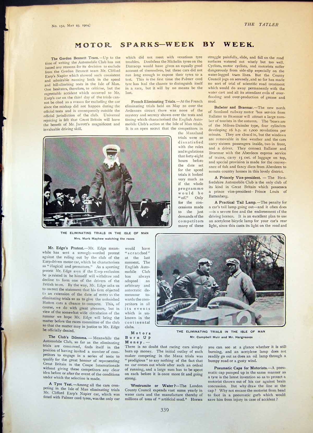 Old Motor Racing Trials Isle Man Mrs Mark Mayhew C Muir Hargreaves190 20th