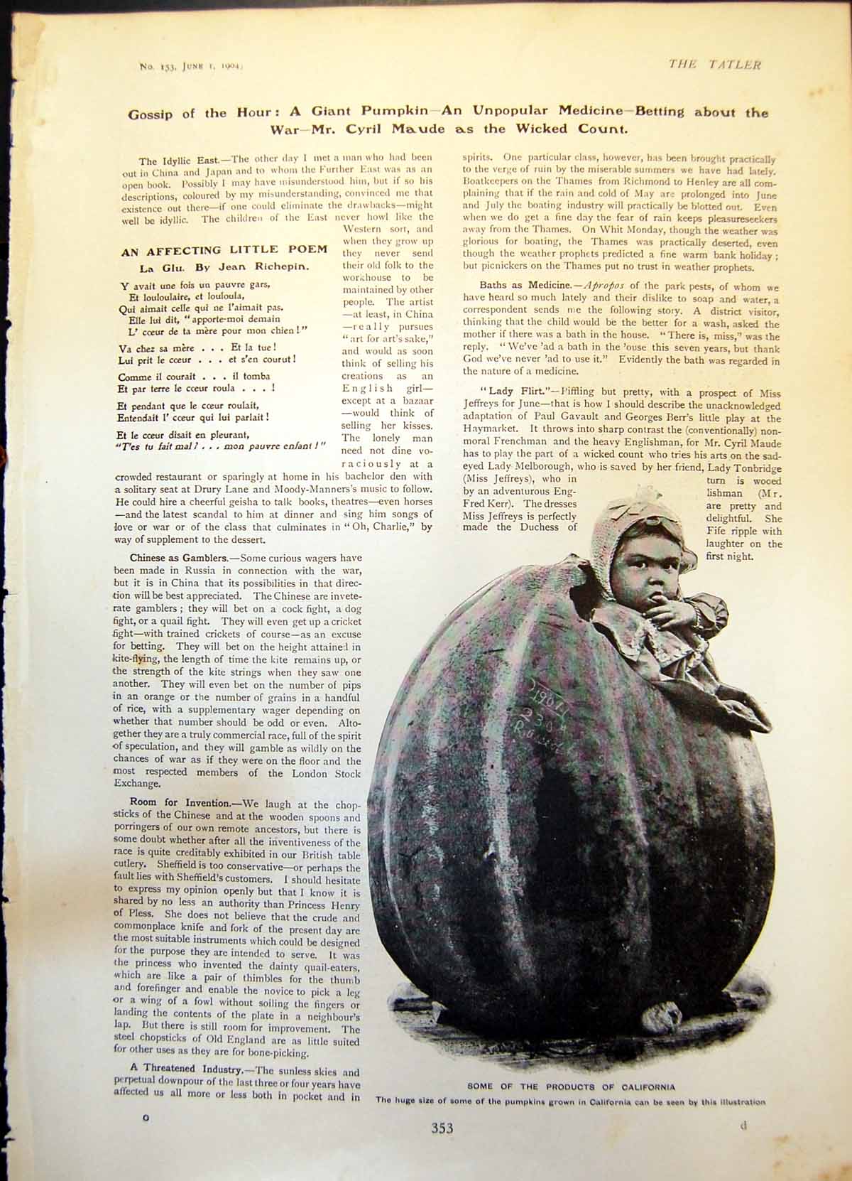 Old Antique Print Products California Huge Pumpkin Child Fits Inside 1904 20th