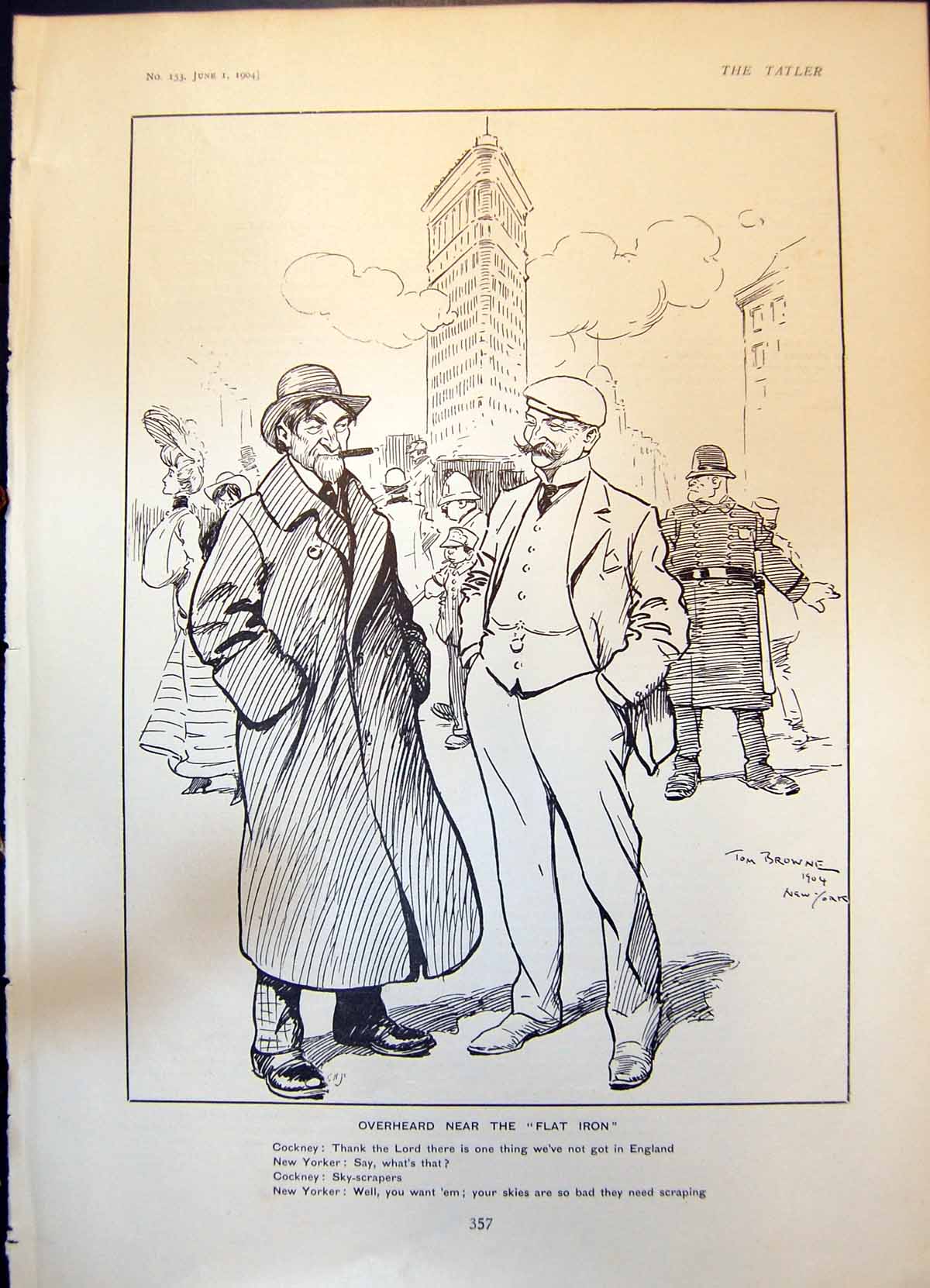 Old Overheard Flat Iron T Browne Cockney New Yorker Sky Scrapers 1904 20th