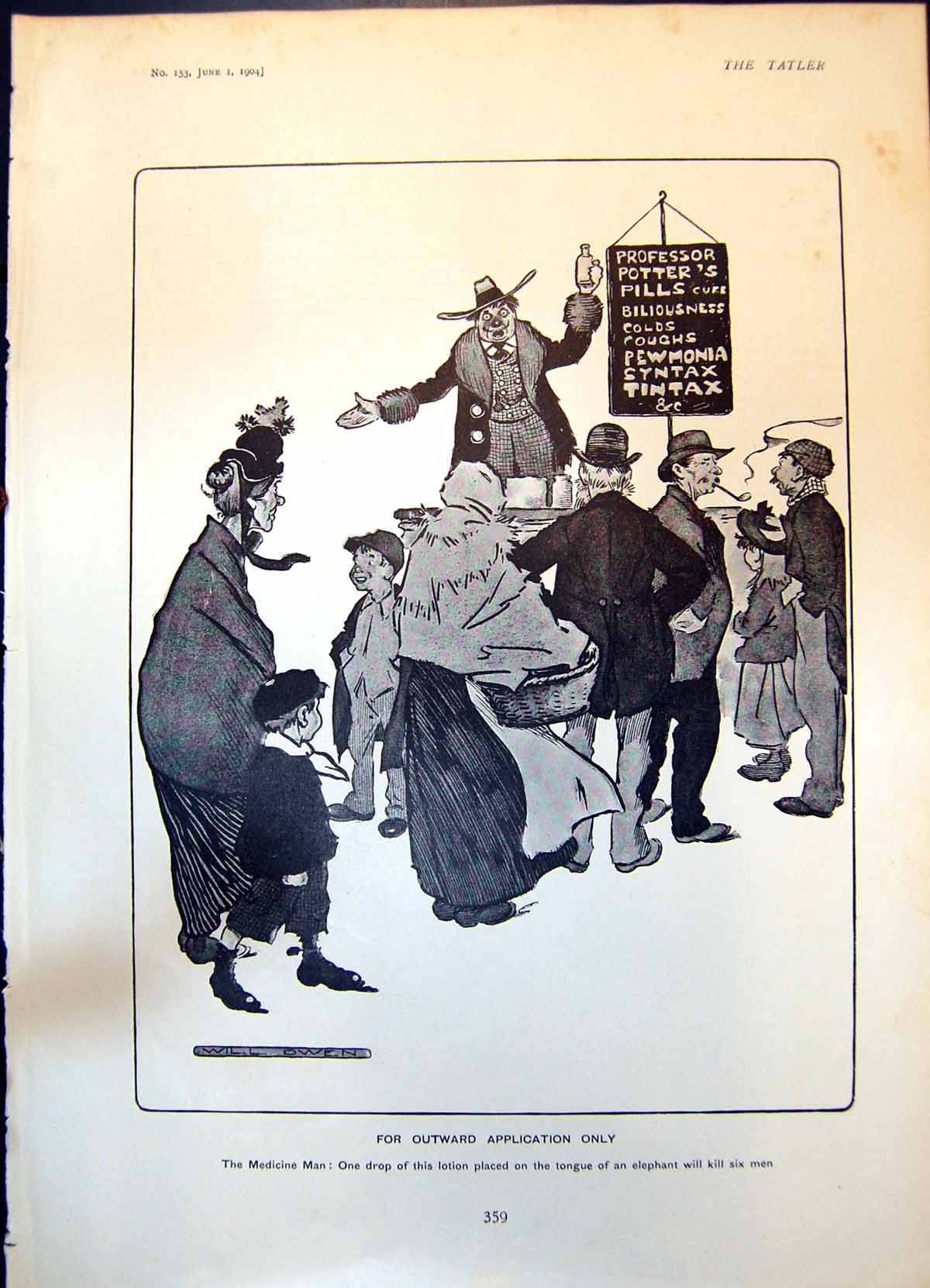 Old Humour Will Owen Medicine Man Potters Pills Methylated Spirits 19 20th