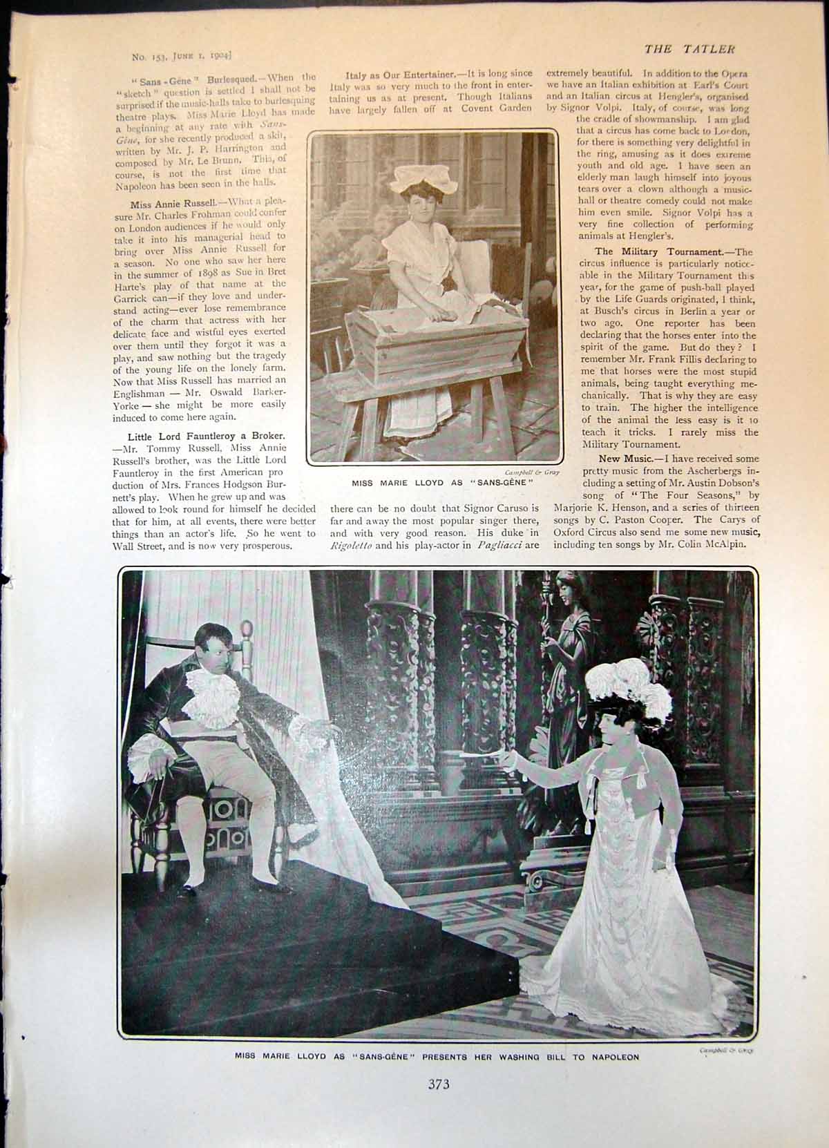 Old Marie Lloyd Sans-Gene Napoleon Monica Sayer Duchess Dantzic 1904 20th
