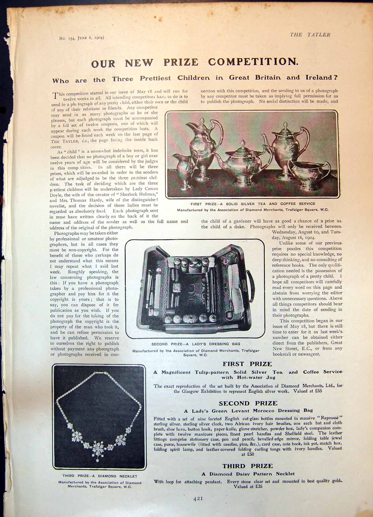 Old Prizes Diamond Necklet Ladys Dressing Bag G Llewellyn Cricketer