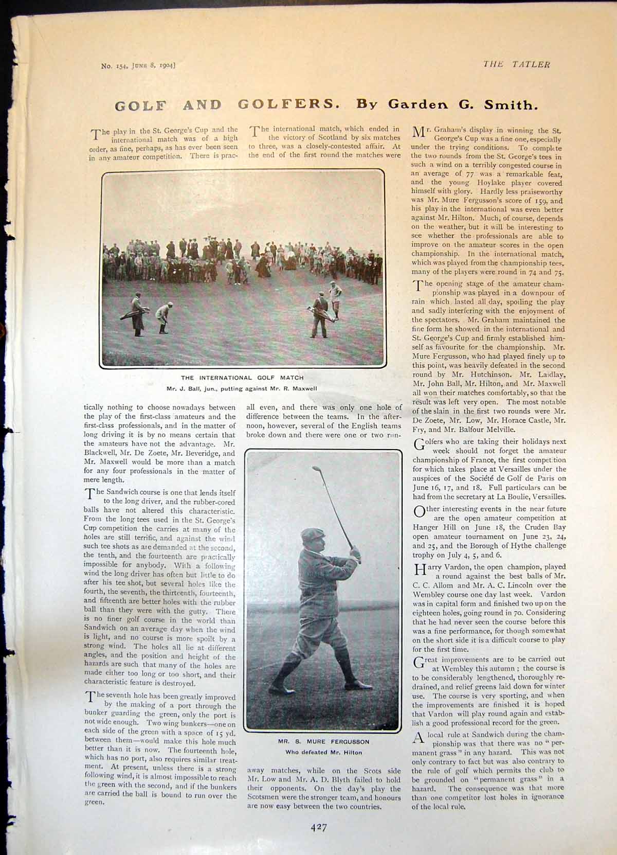 Old Golf J Ball R Maxwell S Mure Fergusson M Hatvast Racing Motor 190 20th