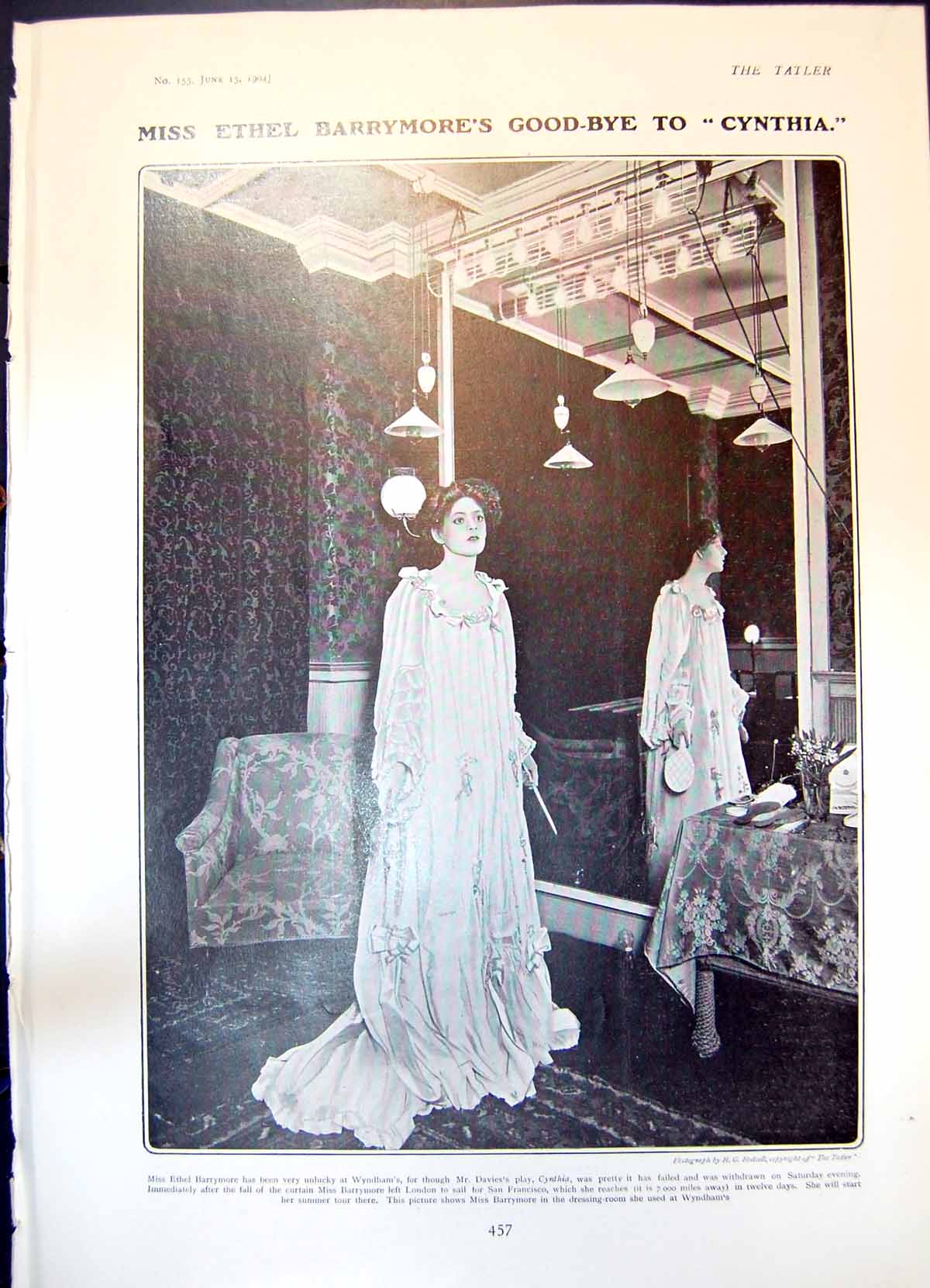 Old Print Ethel Barrymore Cynthia Madame Rejane Stage Home Carriage 1904 20th