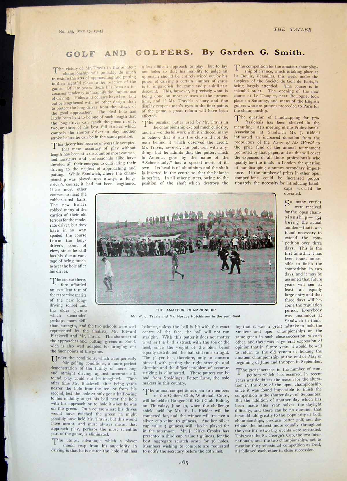 Old Print Golf W Travis Horace Hutchinson 14 Hp Decauville E Bayley 1904