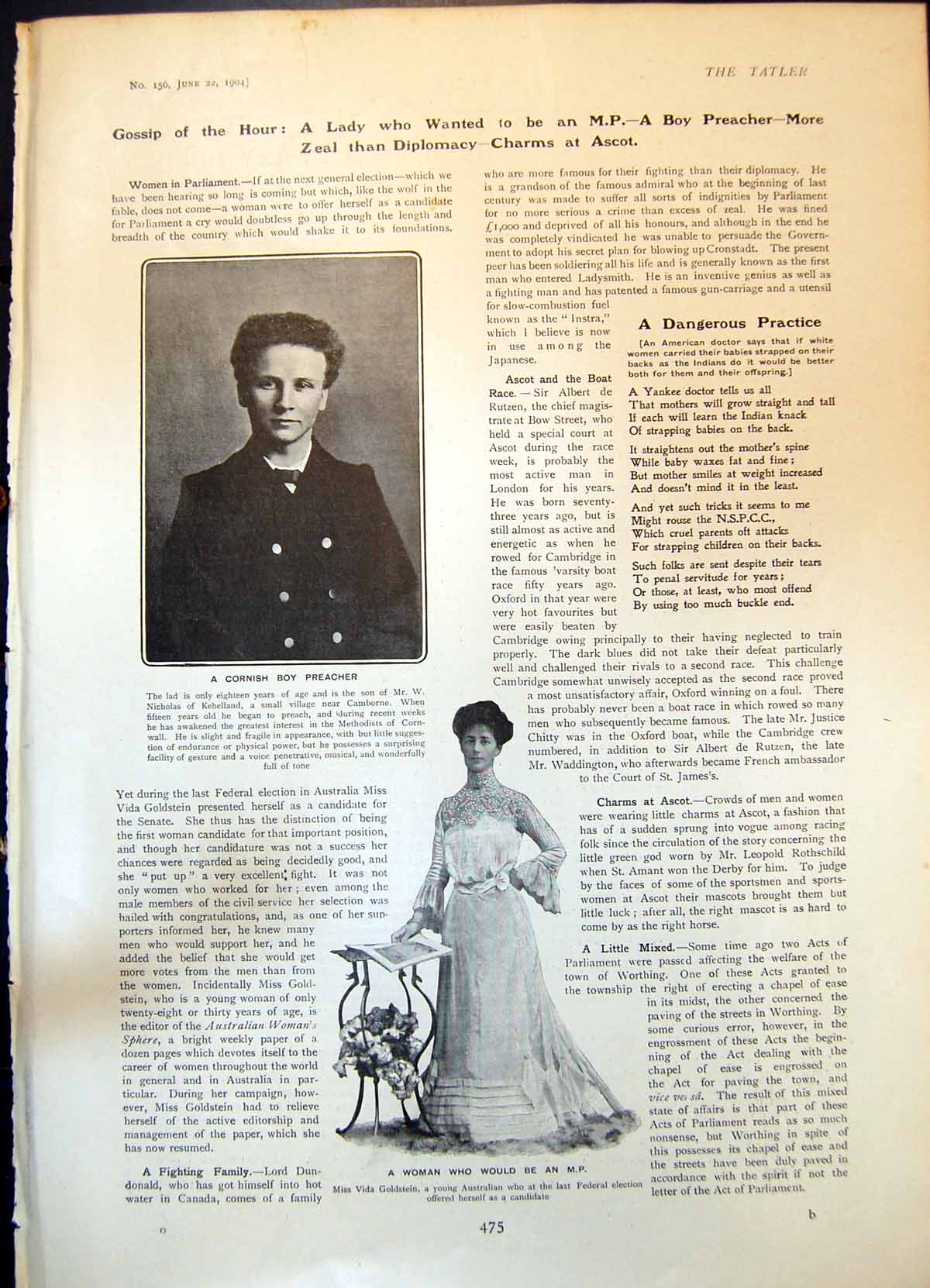 Old Print Cornish Boy Preacher Son W Nicholas Vida Gstein Would Be Mp 19 20th