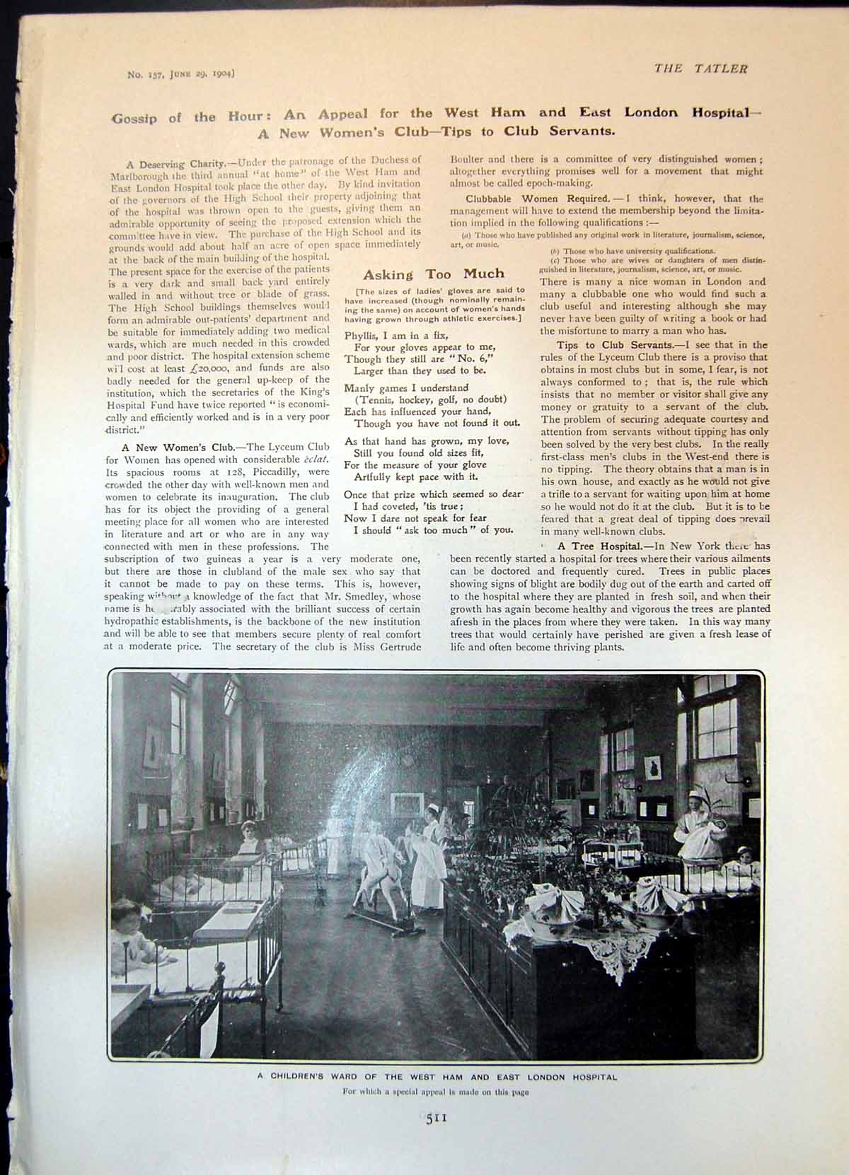Old Print Childrens Ward West Ham East London Hospital Castle Dover 1904 20th