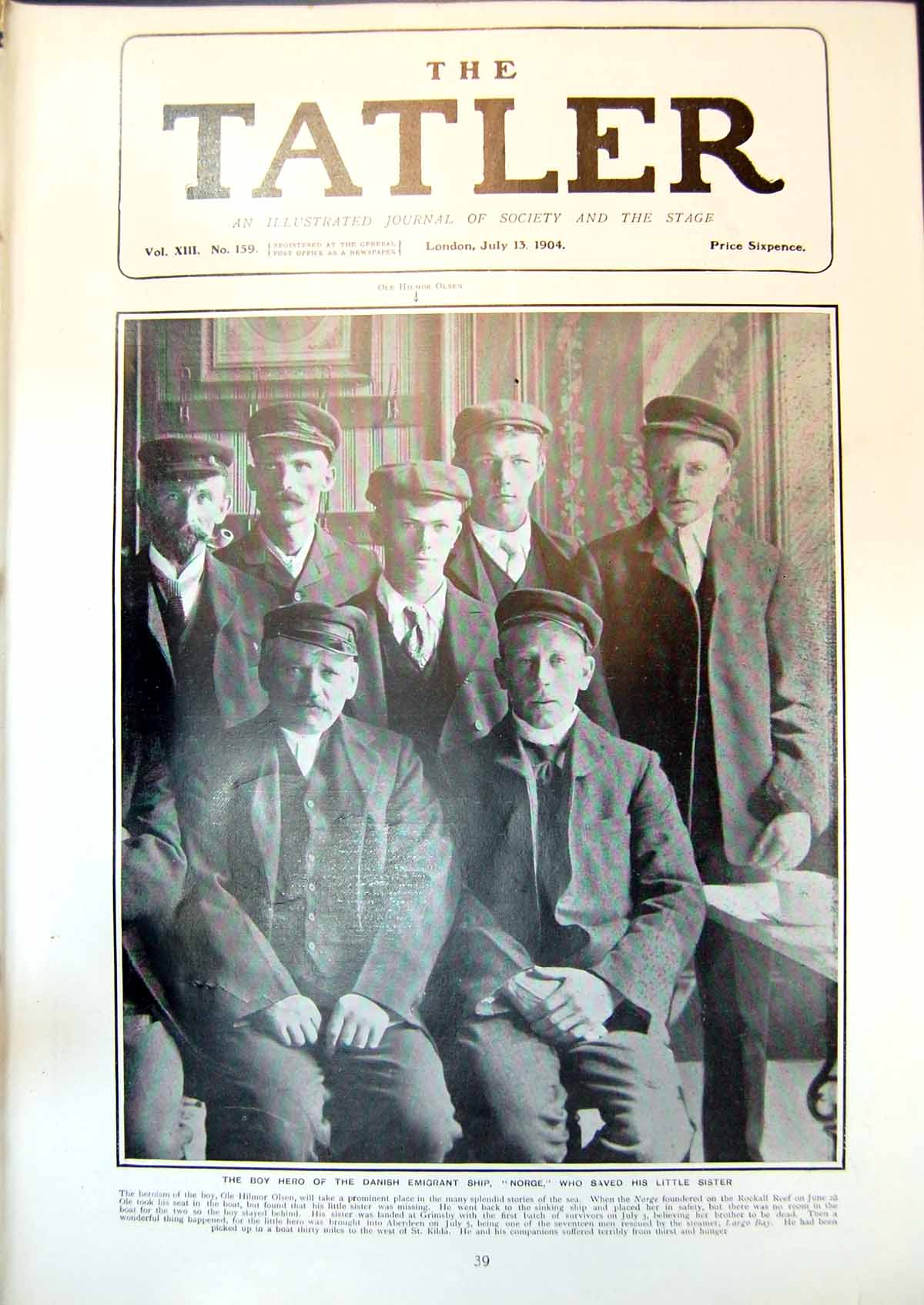 Old Ole Hilmor Olsen Hero Danish Emigrant Ship Norge Saved Sister 190 Victorian