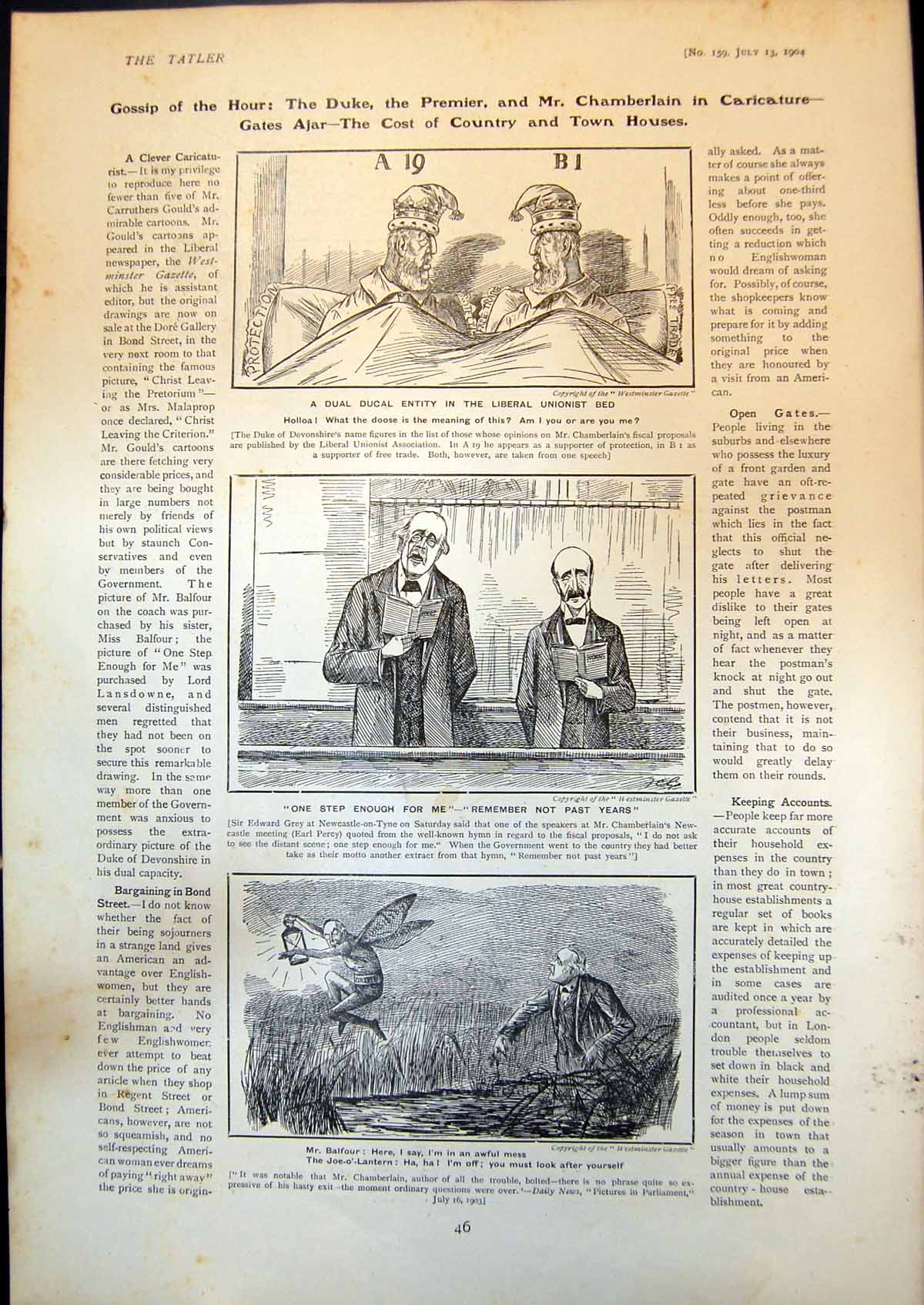 Old Duke Mr Balfour Mr Chamberlain Caricature James Gill Steeplejack1