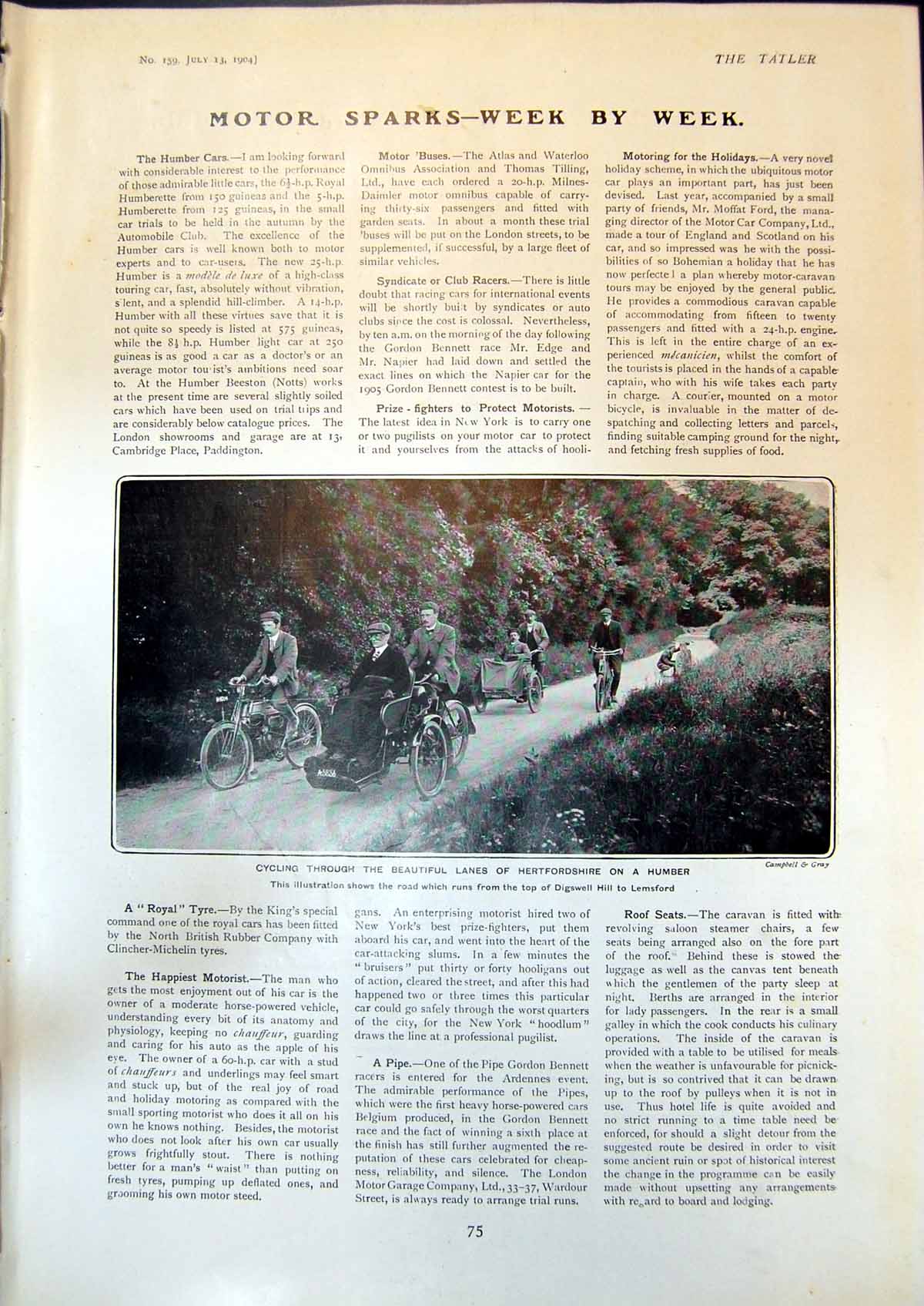 Old Print Cycling Lanes Hertfordshire Humber Young Dutch Lady Golfer 1904 20th