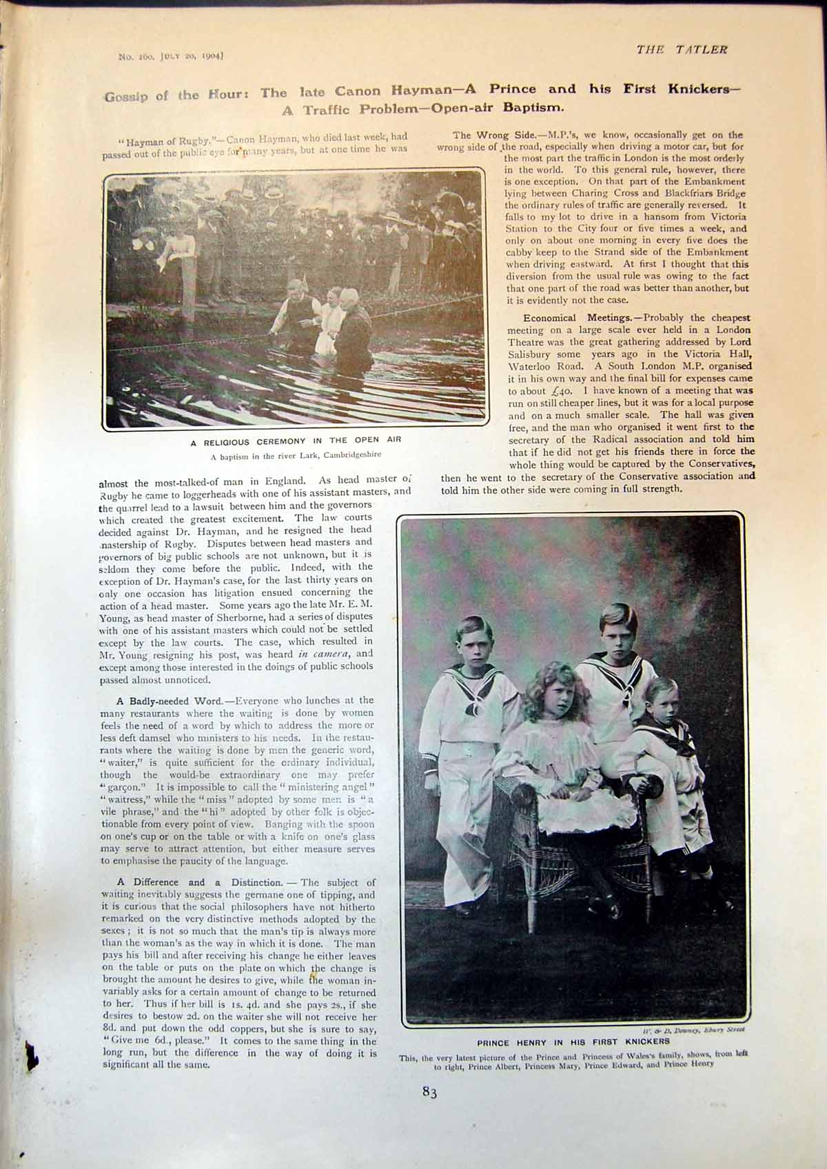 Old Print Prince Wales Children Irishwomen Spohie Bryant Jane Barlow 1904 20th