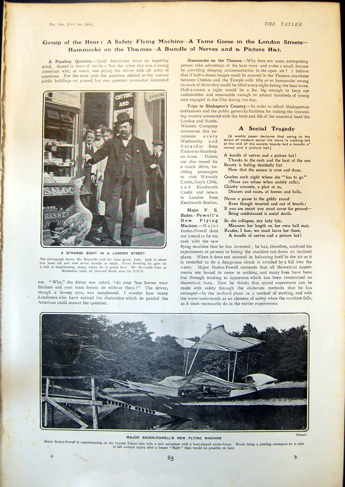 Old Mr Reynols Goose Maj Baden-Powells Flying Machine Biter Bit 1904 20th
