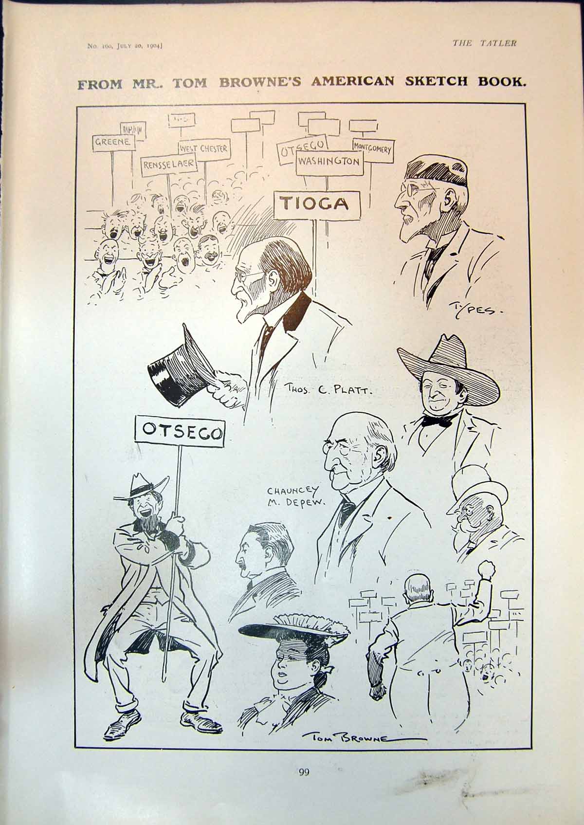 Old Print Tom Browne America Tioga Marriage Kings Head Gretna Green 1904 20th