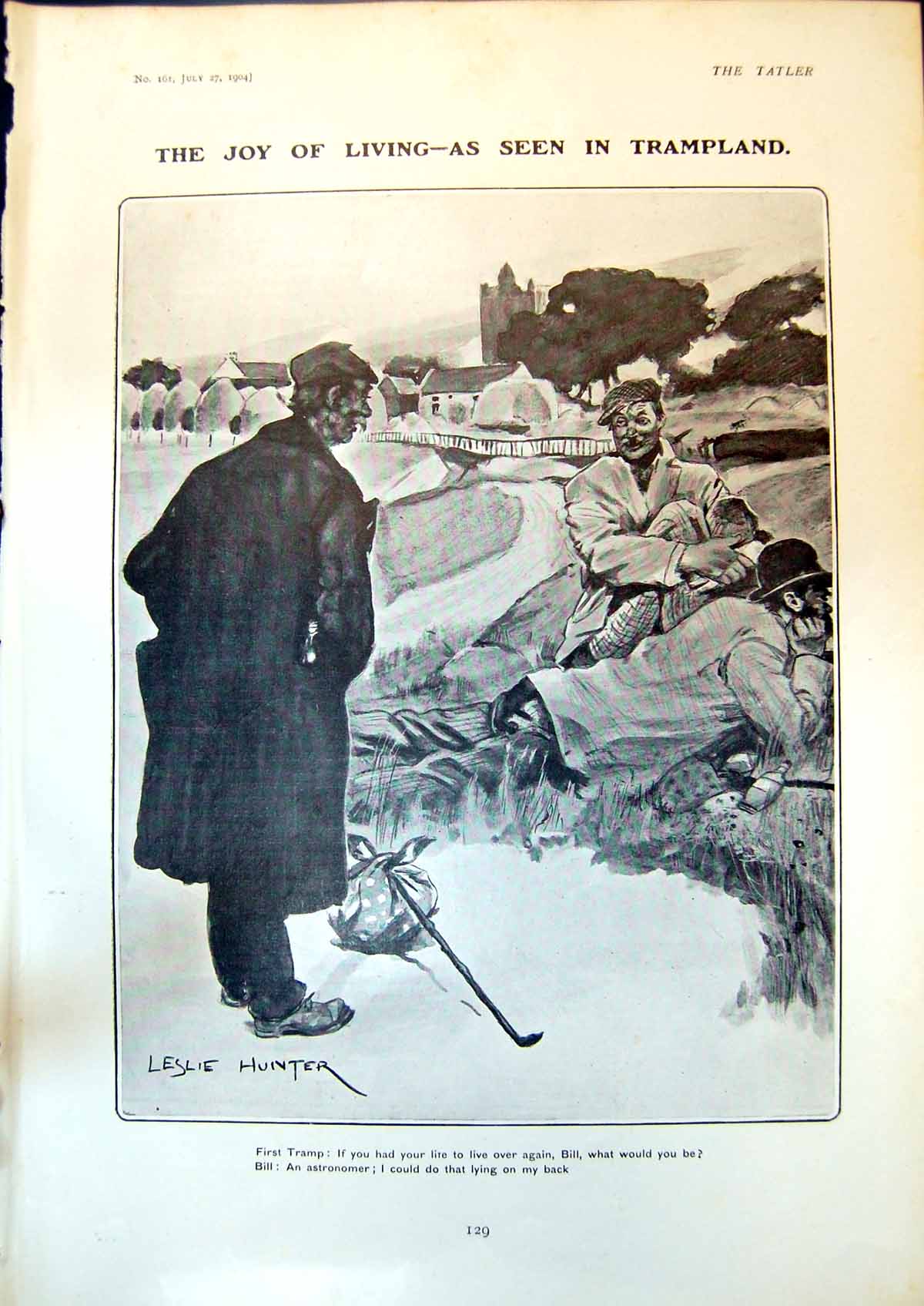 Old Print Joy Living As Seen Trampland Leslie Hunter Bill Astronomer 1904 20th